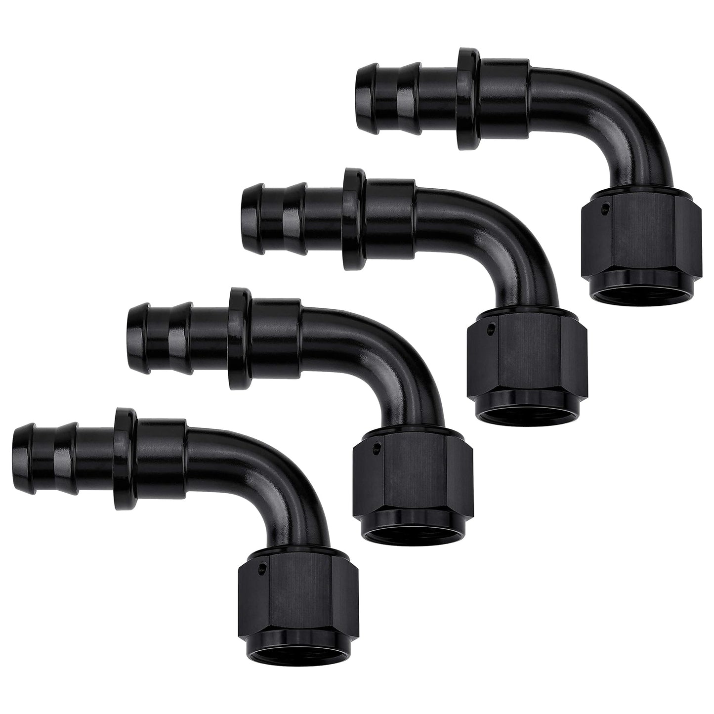EVIL ENERGY 10AN 90 Degree Push Lock Hose Fitting End Black 4PCS