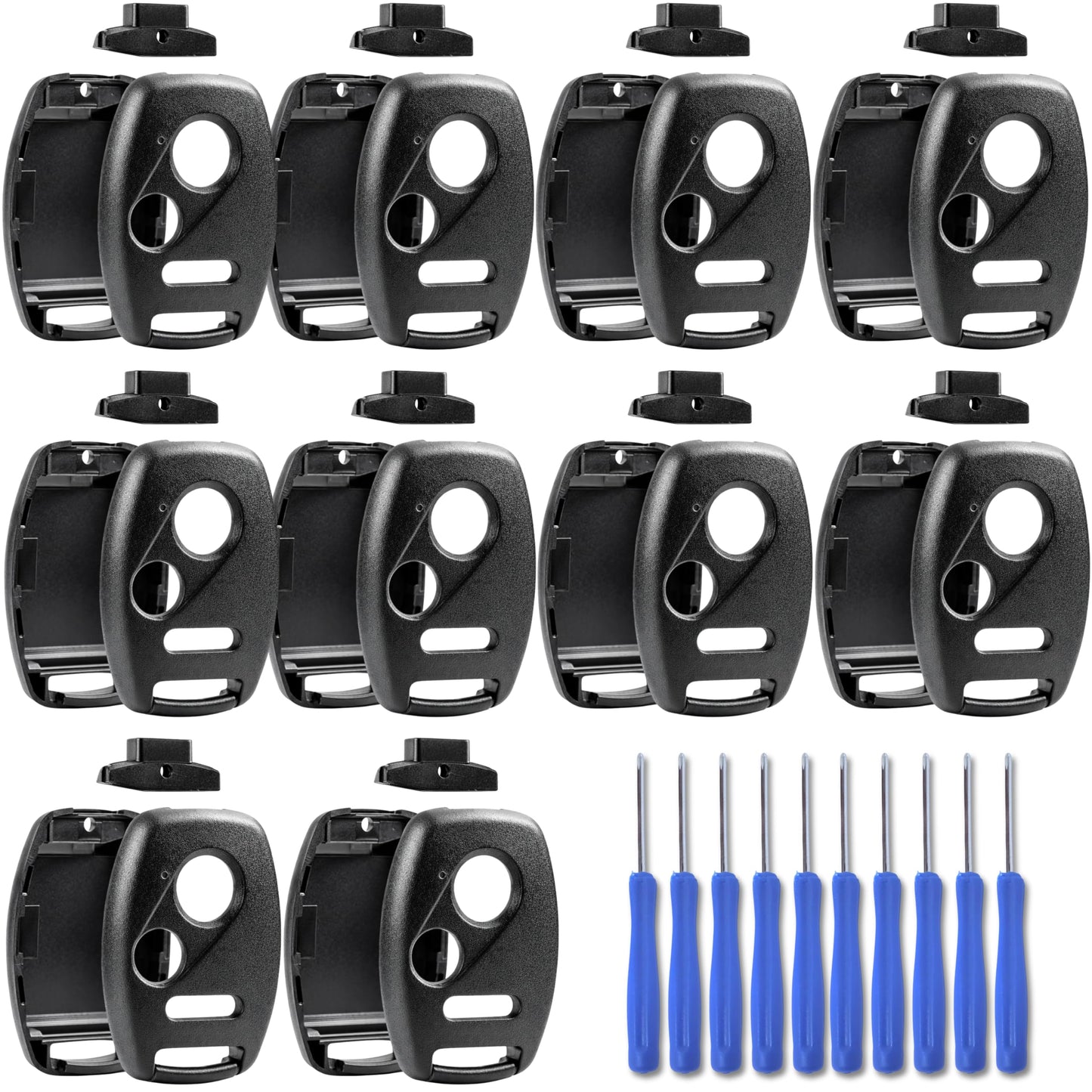 10X Honda Key Fob Cover / Key Fob Case - Replacement Key Shell - No Cutting, Transfer Blade & Internals - No Electronics - Accor
